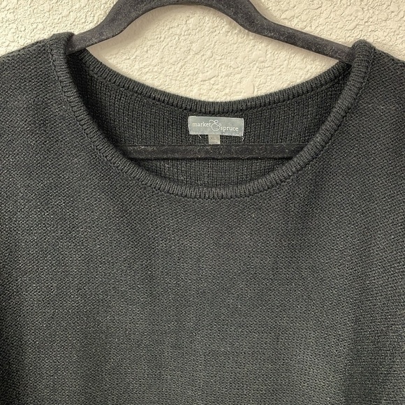 Market & Spruce Brookline Mix Media Sweater Black Peek a Boo Zip Back Sz XL - Picture 3 of 10